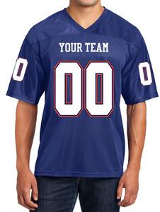 Camiseta de Fútbol Americano Azul Personalizable, Manga Corta, Cuello en V, Malla Transpirable, Nombre del Equipo Impreso, Unisex, Adulto - Product Image 4