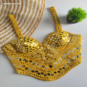 Blouse élégante de style moderne en soie douce avec broderie miroir intégrale, style corset, sans manches et dos à nouer – Fournisseur d'Inde - Product Image 1