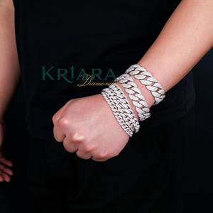 กำไลข้อมือผู้ชายทองคำขาวประดับเพชรเลี้ยงในห้องปฏิบัติการ 925 ทรงกลมเจียระไนแบบเหลี่ยมคมสไตล์ฮิปฮอปสำหรับใส่ทุกวัน รับรองโดย IGI สี D - Product Image 6