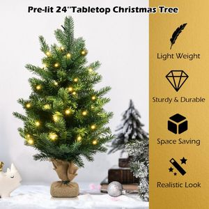 24-Inch <b>Tabletop</b> Fir Artificial Christmas <b>Tree</b> with LED Lights Elegant & Durable Holiday Decorative Element - Product Image 3