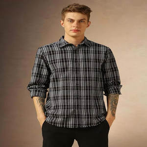 Camisa a cuadros de estilo retro unisex personalizada Camisas de manga larga casuales personalizadas Impresión de logotipo Camisas a cuadros para hombres y mujeres - Product Image 1