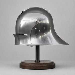Casco Barbuta de Acero Inoxidable Plateado Hecho a Mano, Estilo Antiguo, Armadura de Caballero, Pieza de Arte Coleccionable, Acabado Pulido - Product Image 1