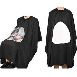 Cape de Barbier Noire Personnalisable Premium avec Panneau Avant Transparent Style Fête Quatre Saisons - Product Image 1