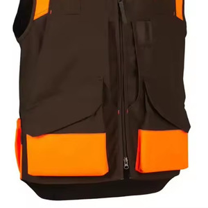 <b>Men's</b> <b>Black</b> Orange Solid Tactical <b>Vest</b> Zipper Closure Multiple Pockets Water-Resistant Casual Outer Wear Spring Style PENTO - Product Image 3