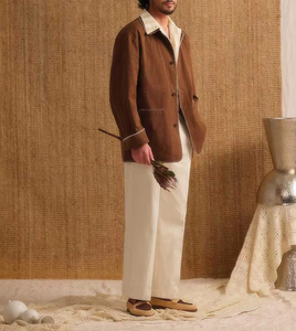 Pantalon cargo vintage pour homme, taille haute, coupe skinny, 100% coton, décontracté, avec poches avant et deux plis - Product Image 1