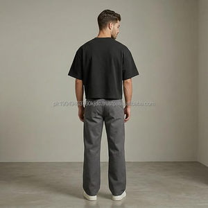 T-shirt court et ample pour homme – Coton épais 300 GSM, coupe oversize streetwear à épaules tombantes - Product Image 2