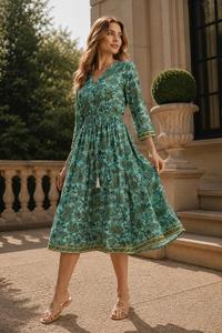 Vestido Midi Casual Estampado Floral para Mujer, Elegante para Fiestas, Ecológico y a la Moda para Vacaciones y Eventos - Product Image 2