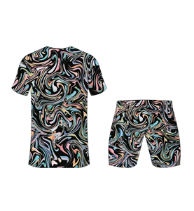 ชุดยูนิฟอร์มฟุตบอลแบบซับลิเมชั่นสำหรับผู้ชาย พร้อมเสื้อพิมพ์ลายหินอ่อนสีดำหลากสี และกางเกงขาสั้นเข้าชุด สำหรับมืออาชีพ - Product Image 5