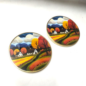 Ensemble de sous-verres en MDF de luxe imprimés sur mesure, ronds, faits à la main, écologiques, épaisseur 6 mm, diamètre 100 mm, pour table basse, décoration de la maison - Product Image 1