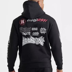 Conjunto Deportivo con Capucha para Hombre, Negro, con Logotipo Personalizado, Pantalones Deportivos con Estampado y Bolsillos Laterales, Ropa Deportiva de Otoño - Product Image 3