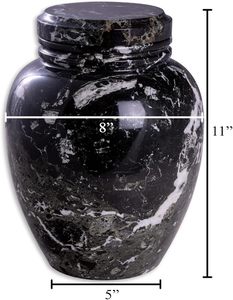 Marble Custom Engraved Cremation Memorial <b>Urn</b> for Human Ashes Adult Size Personalized Decorative Genuine Marble <b>Urn</b> <b>Large</b> Black - Product Image 3