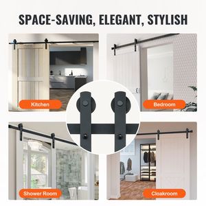 Kit Ferramenta per Porta Scorrevole da Fienile Resistente da 2,4 m, Capacità di Carico 150 kg, Kit Binario in Legno per Porta Singola Larga 1,1-1,3 m, Spessore 3,3 cm - Product Image 6