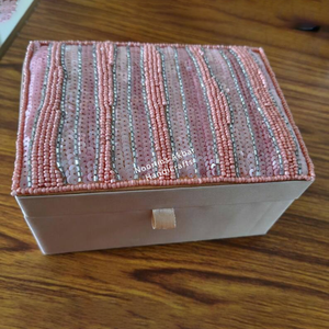 Pink Silver Beaded Jewellery Box Handmade Decorative Jewelry <b>Case</b> Luxury Gift Storage Box OEM Factory Supply - Product Image 6