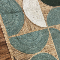 Tapis artisanal en jute bio tressé, antidérapant, écologique, à motifs géométriques, 9x12 pieds, style bohème rustique