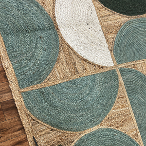 Tapis artisanal en jute bio tressé, antidérapant, écologique, à motifs géométriques, 9x12 pieds, style bohème rustique - Product Image 5