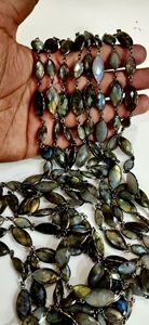 Cadena Conectora de Labradorita Natural en Forma de Marquesa, Corte Láser, Tipo Briolette, Se Vende por Pie - Product Image 2