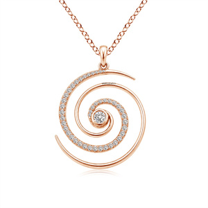 Collar con Colgante en Espiral de Diamantes para Mujer, Diamantes Cultivados en Laboratorio de Corte Redondo, Oro de 10K, 14K, 18K, Plata 925, 935, Joyería de Lujo para Uso Diario - Product Image 2