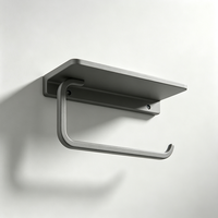 Support mural personnalisé en aluminium pour rouleau de papier toilette avec étagère, support de papier toilette en alliage courbé OEM pour projet de salle de bain d'hôtel