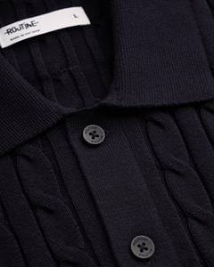 Camisa de algodón de punto trenzado bordada de manga corta de alta calidad para hombre, ajuste ceñido, con logotipo privado personalizado, ideal para otoño. - Product Image 4