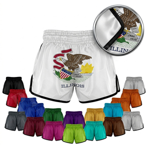 Shorts de Muay Thai légers 100% polyester pour hommes, entraînement, combat, logo brodé personnalisé, shorts d'arts martiaux - Product Image 1