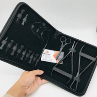 Pince à micro-perles professionnelle noire mate en acier inoxydable de qualité chirurgicale, outil multi-usages pour extensions capillaires