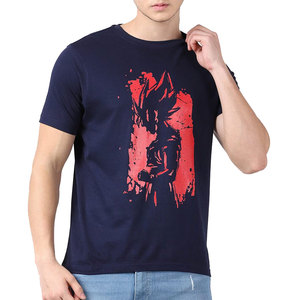 Camiseta de Manga Corta Azul Marino para Hombre, Cuello Redondo, Diseño Casual con Estampado de Personajes, Corte Regular, Jersey de Algodón - Product Image 1