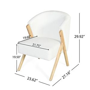 Poltrona Moderna Minimalista con Struttura in Legno Massello e Rivestimento Bianco per Soggiorno, Camera da Letto, Ufficio, Sedia Lounge - Product Image 4