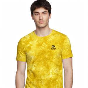 GYM ACTIVE Yellow Short Sleeve Men's T-Shirt O-Neck Regular Fit Casual Knitted Fabric Wholesale Custom Logo men Shirt <b>Acid</b> <b>wash</b> - Product Image 2