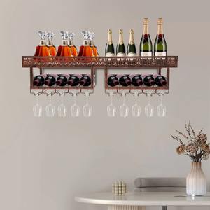 Organizador de Pared Metálico Resistente para Licores y Copas de Vino, Acabado Cobre Vintage, Estante Flotante para Botellas - Product Image 5