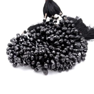 Perles de spinelle noire naturelle facettées en forme de goutte d'eau, 8 pouces, en vrac, pour la fabrication de bijoux DIY, provenant d'un fournisseur indien - Product Image 2