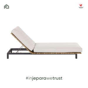 Tumbona de Lujo para Exteriores de Teca y Metal con Cojín Impermeable y Respaldo Ajustable para Villa, Hotel, Resort, Piscina - Product Image 4