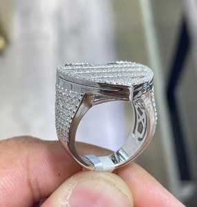 <b>Iced</b> Out 925 Silver Heart <b>Ring</b> VVS Moissanite Baguette Cluster Hip Hop <b>Ring</b> Men Women Jewelry - Product Image 2