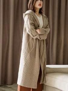 Autumn Winter Women's Casual Embroidered Eco-Friendly Vintage Hooded Knitted <b>Cardigan</b> <b>Coat</b> Large Size Shawl Long Sleeve Medium - Product Image 5