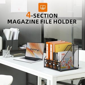 Metal Mesh <b>File</b> <b>Organizer</b> Holder for Desk 4 Tier Vertical Magazine Rack and Document Storage <b>Organizer</b> with Label Slots Holder - Product Image 2