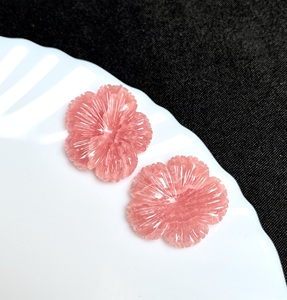 Cuarzo Rosa Natural al por Mayor, Flor Tallada a Mano, Gema Suelta, Cabujón Floral para Anillos, Colgantes, Pendientes y Joyería - Product Image 3