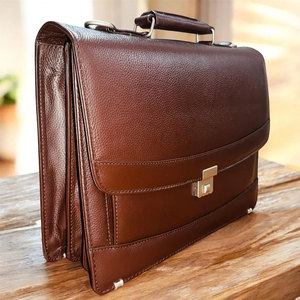 Sac à main pour ordinateur portable en cuir véritable 100% authentique, sacs imperméables de qualité supérieure en cuir véritable pour hommes - Product Image 5