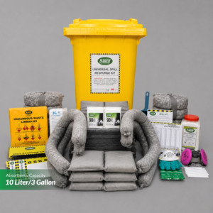 Universal Eco-Friendly Spill Response Kit 240L <b>Grey</b> Bin with Absorbent Pads <b>Socks</b> Gloves and Haz Waste Bags for Industrial Use - Product Image 2