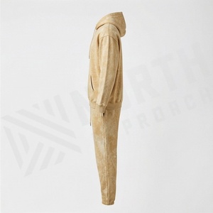 Custom Made Mens Acid <b>Wash</b> Tracksuit Plus Size Casual Wear Solid Fleece Sweatshirt Printed Logo Rhinestone <b>Tech</b> Apparel - Product Image 3