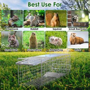 2 Pezzi Gabbia per Animali Domestici in Acciaio Zincato 24X7.48X8.27IN, Trappola Pieghevole a Rilascio Facile per Gatti di Piccola Taglia - Product Image 6