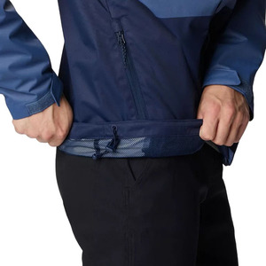 Veste coupe-vent imperméable à capuche pour homme, couleur contrastée bleue, polyester, automne, fermeture éclair, coupe classique - Product Image 6