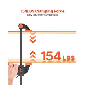 Serre-joints en L à prise rapide à une main, lot de 2 (12 pouces) et lot de 2 (6 pouces), capacité de charge de 154 lb, pour le travail du bois, écarteur inclus - Product Image 4