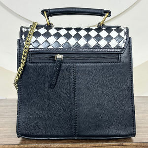 Western Best Selling Tooled Leather Square Crossbody Shoulder Handbag for Women's Designer Checkered Pattern Messenger Purse - Product Image 5