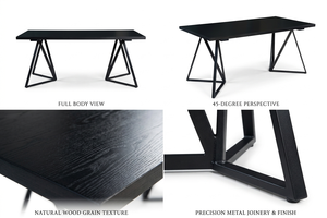 Fivia Square <b>Solid</b> <b>Wood</b> Dining <b>Table</b> Black Metal Base Eco-Friendly Durable Modern Industrial Design for Hotel Residential Use - Product Image 5