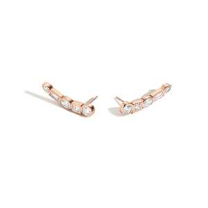 14K 18K <b>Solid</b> Gold Geometric Climber <b>Earring</b> Round Princess Oval Baguette Pear Multi Cut Lab Grown Diamonds Bezel Set 925 <b>Silver</b> - Product Image 5