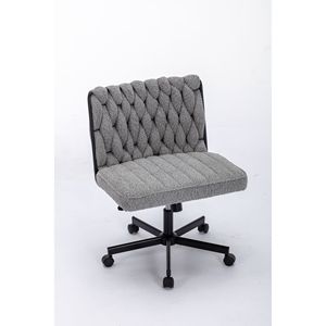 Modern Armless <b>Desk</b> Chair with Criss Cross Leg Wide Seat Home Office Work Meditation Wheels Included for Office Environment - Product Image 3