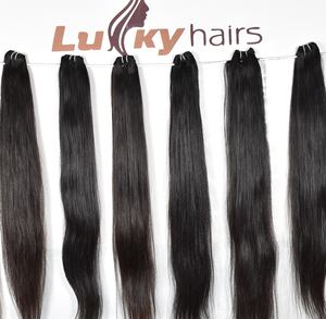 100% extensions de cheveux humains indiens naturels vierges bruts non transformés couleur noire Machine Double trame cuticule alignée paquet droit - Product Image 5