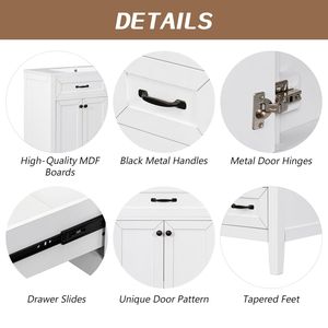 Mobile Bagno da 36 Pollici con Struttura Solida in MDF e Lavabo Integrato, Mobile Bianco con Cassetti e Codice Prodotto JL000007AAK - Product Image 5