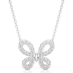 Collar con Colgante de Mariposa de Oro Amarillo Macizo y Diamante Moissanita para Mujer, Joyería Fina Elegante para Uso Diario, Regalo Encantador - Product Image 3