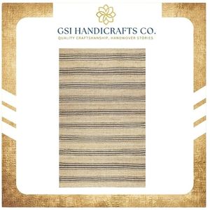 Hot Sale Indian Manufacturer Striped Jute Area <b>Rug</b> Rectangle Flat Weave Modern <b>Living</b> <b>Room</b> Use Beige Gray Tone - Product Image 2