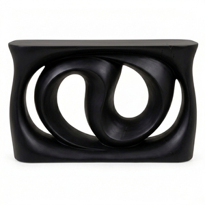 Natural Suar Wood Unique <b>Console</b> <b>Table</b> Twisted Organic Shape High Quality <b>Black</b> Finish Modern Entry Hotel Living Room Villa - Product Image 4